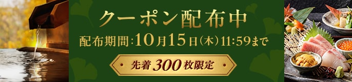 先着300枚限定 クーポン配布中 配布期間：10月30日（水）11:59まで